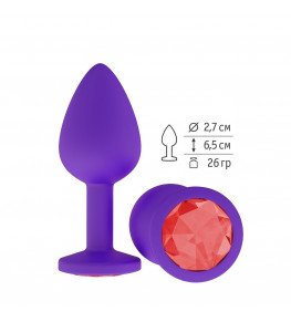 Фиолетовая силиконовая пробка с красным кристаллом - 7,3 см.