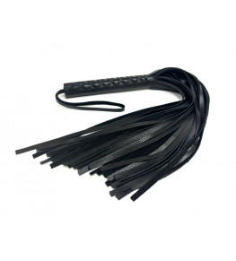 Черная многохвостовая плеть из мягкой кожи - 57 см.