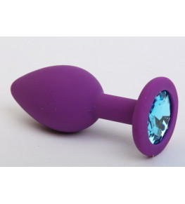 Фиолетовая силиконовая пробка с голубым стразом - 7,1 см.