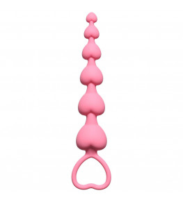 Розовая анальная цепочка Heart s Beads Pink - 18 см.