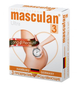 Презервативы Masculan Long Pleasure с продлевающим эффектом - 3 шт.