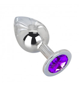 Большой плаг из стали с фиолетовым кристаллом Violet Dream - 9,5 см.