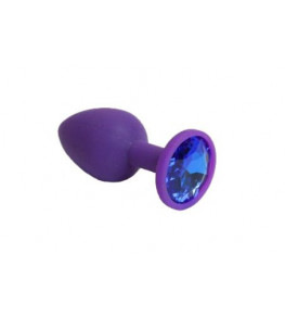 Фиолетовая силиконовая пробка с синим стразом - 7,1 см.