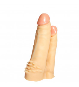 Анально-вагинальная насадка-фаллоимитатор с шипами для трусиков с плугом Харнесс №11 - 17 см.