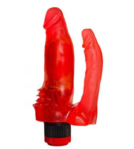 Красный анально-вагинальный вибратор №11 - 15,5 см.
