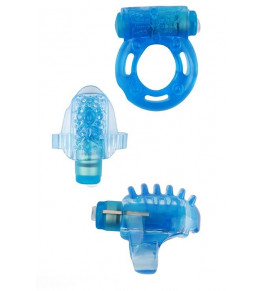 Набор из 3 синих эрекционных колец с вибрацией Teasers Ring Kit
