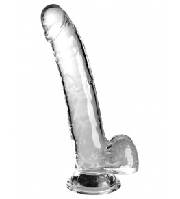 Прозрачный фаллоимитатор с мошонкой на присоске 9’’ Cock with Balls - 24,8 см.